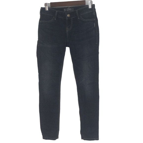 Silver Jeans Suki Women's Dark Blue Mid Rise Skinny Jegging Size W27/L29 - Picture 2 of 6